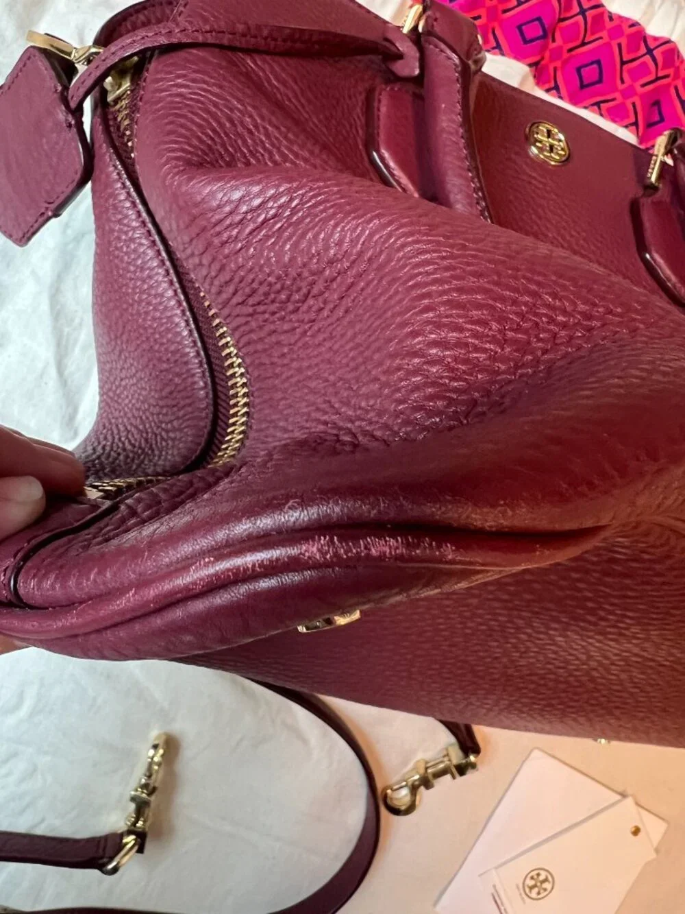 Tory Burch Robinson Open Dome Satchel in Berry
